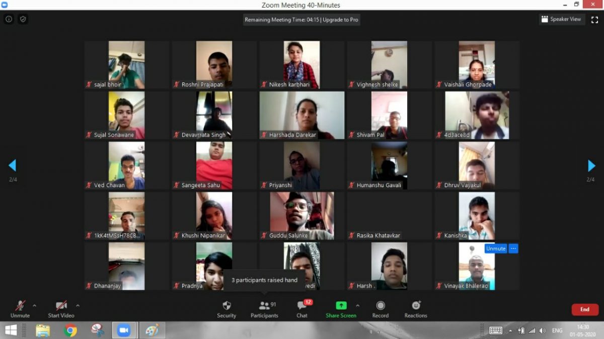Meeting with students on zoom calling – Seth Hirachand Mutha College of