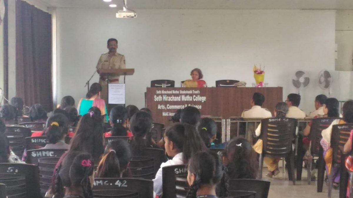 Seminar on “Self Protection ” was arranged in our college on 3/03/2020 under Women Development Cell by the  Senior Inspector Mr. Ashok Pawar , Khadakpada Police Station , Kalyan.